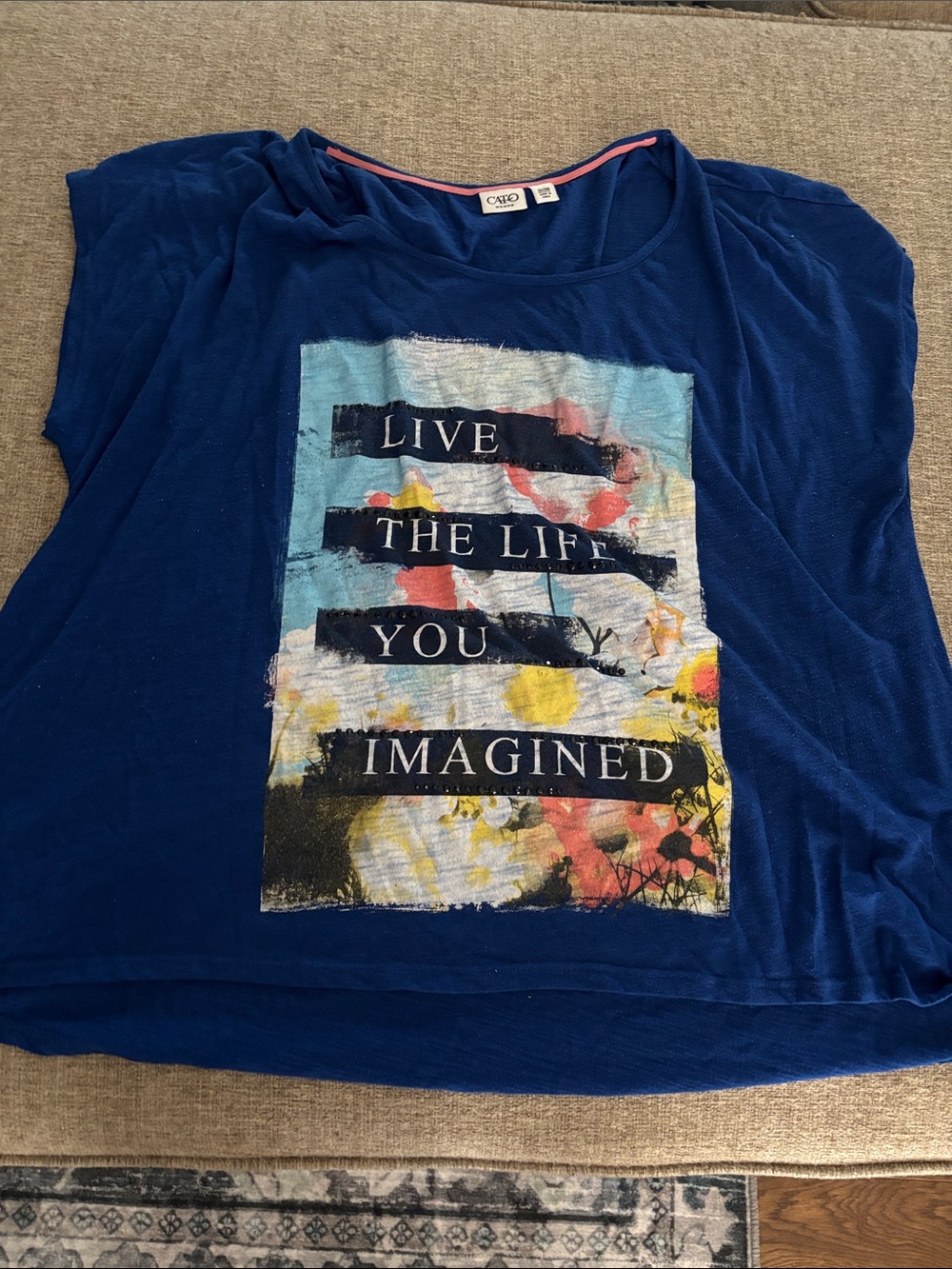 Cato Royal Blue Graphic Tee with Multicolor Floral Print